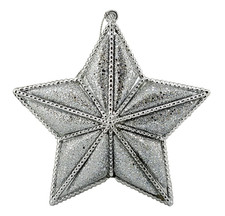 Silver Sparkle Glitter Star Christmas Tree Holiday Ornament 4" FAST SHIPPING