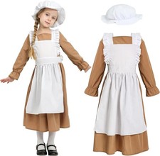 Wizland Victorian Maid Costume for Girls,Victorian Village Medieval Outfit with