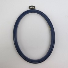 Embroidery Needlework Cross Stitch Hoop 2Pc Frame Oval 7x5.25 inch Blue Plastic