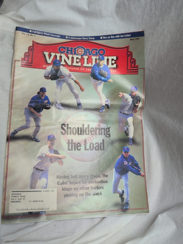 Vine Line Chicago Cubs Magazine May 1999 Kerry Wood Volume 14, No 5