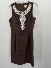 Pre-Owned Milly Brown Size 8 Knee Length Sleeveless Dress