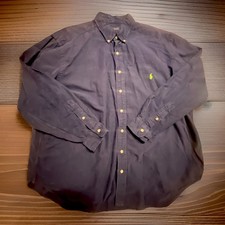 Polo Ralph Lauren 2XB Big Blue Button Down Shirt Classic Fit Green Pony