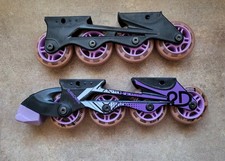 Roller Derby Inline Skate Frames Pair 8 Wheels Bearings Brake Pink Purple...