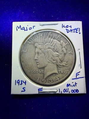 1934 S Peace Dollar  Major Key Date   Low Mintage Coin