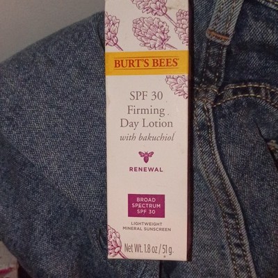 Burt's Bees Renewal Firming Face Day Lotion Bakuchiol Mineral SPF 30 1.8 oz