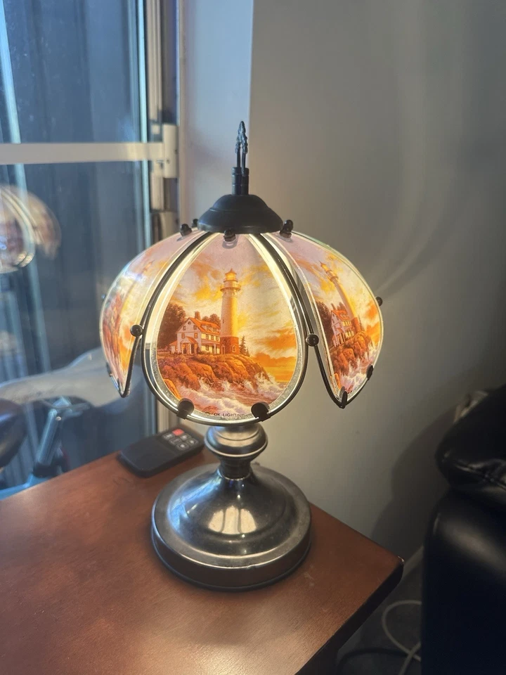 Faro Lámpara Táctil 3 Vías 14" Alto 6 Paneles Bombilla Única Faro Multicolor Foto 2 de 4