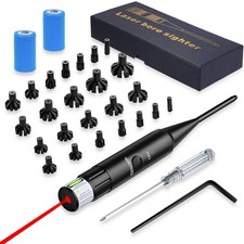 Red/Green Laser Bore Sighter, 12PCS Numbered Adapters for .17 .78 Caliber  12GA