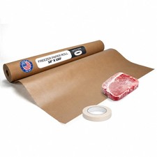 Brown Freezer Paper Roll 18" x 1800" (150 feet) with Freezer Tape, USA-Made