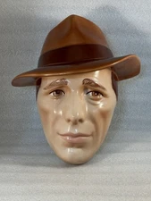 Vintage Clay Art Humphrey Bogart Mask/San Francisco Wall Hanging Casablanca