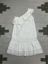 Tory Burch Dress Womens 6 White Cotton Blend Lace Assymetrical Blouson *