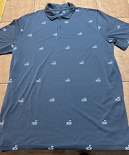 Oakley Hydrolix Golf Flag Print Gray Performance Stretch Polo Shirt Mens Sz XL