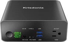 Krisdonia 130W Portable Power Bank, 148WH/40000mAh Laptop Black 