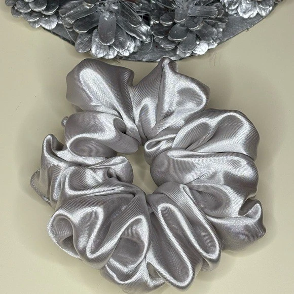 Christmas Silver Satin Hair Scrunchie in Gift Box - Image 4 of 4