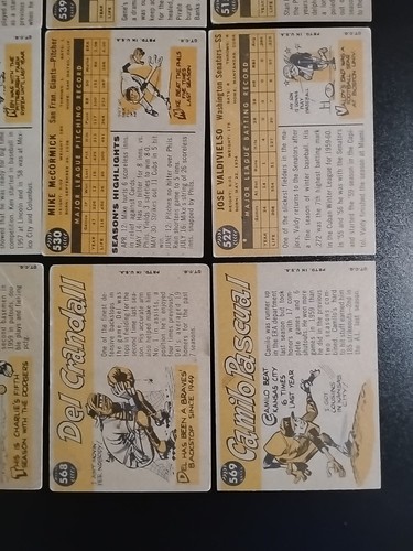 1960 Topps Baseball Cards - 16 Scarce High Numbers - W/ Camilo Pascual and More - Picture 8 of 10