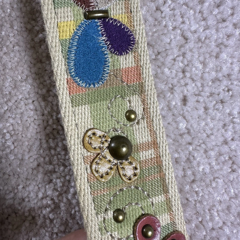 Cinto de couro feminino Fossil S multicolorido hippie borboleta patchwork - Imagem 4 de 4