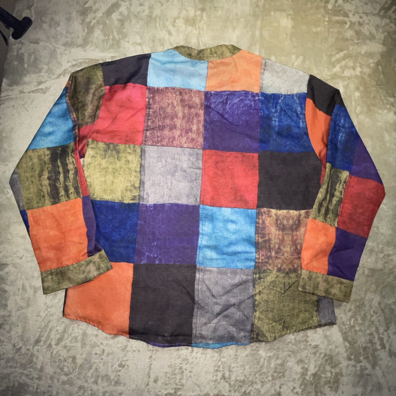 Men’s Colorful Patchwork Pattern V-Neck Tunic Kur… - image 9