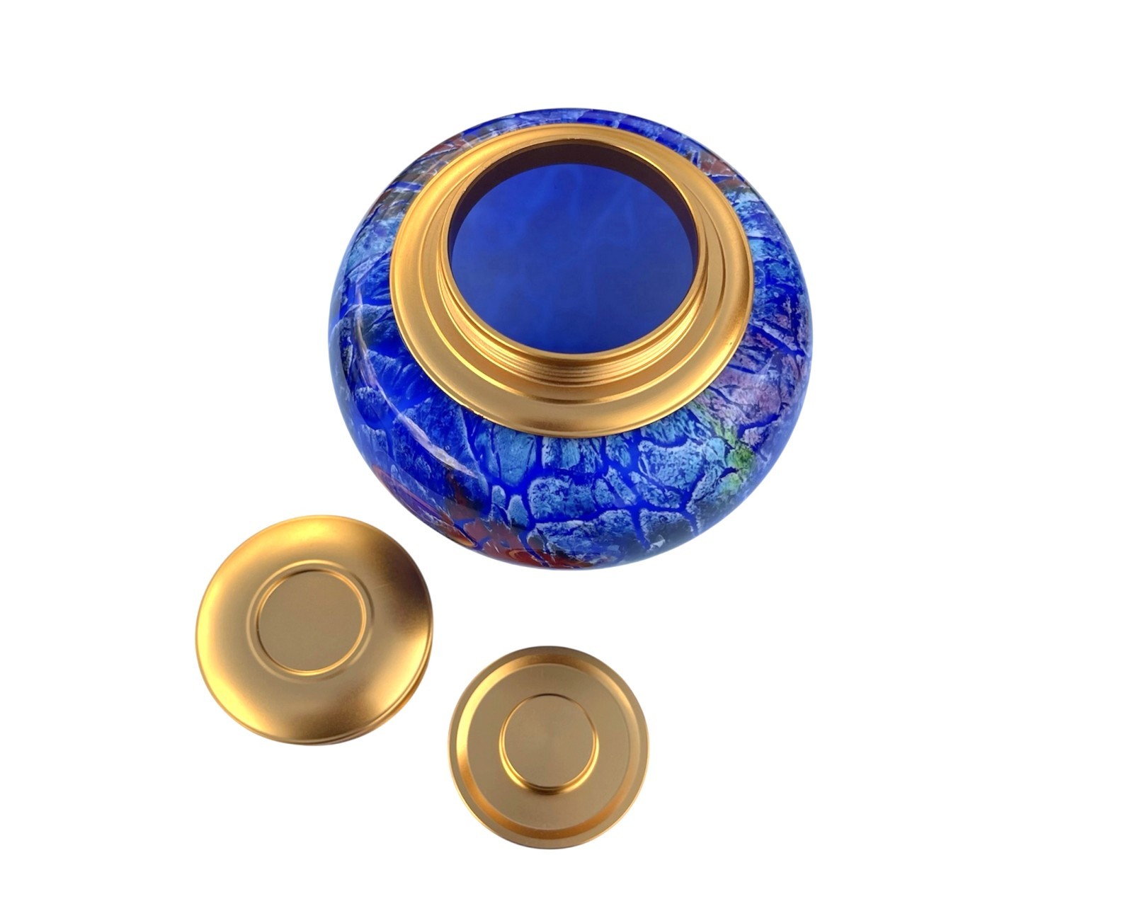 Art Glass Canister with Metal lid - Airtight Food Storage Container