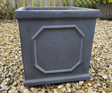 Grey Square Plant Pots - Containers, Pewter Effect Concrete Planters 30cm