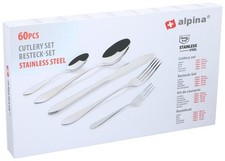 Alpina Besteckset 60-teilig - Edelstahl - Messer, Gabeln, Löffel, Teelöffel