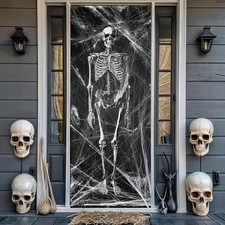 3D Skeleton Door Cover Halloween Door Decorations Large Halloween Photo Backdrop