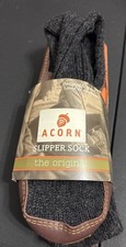 ACORN The Original Gray Ragg Wool Slipper Socks Women  s 9.5-10.5 Men  s 7.5-8.5