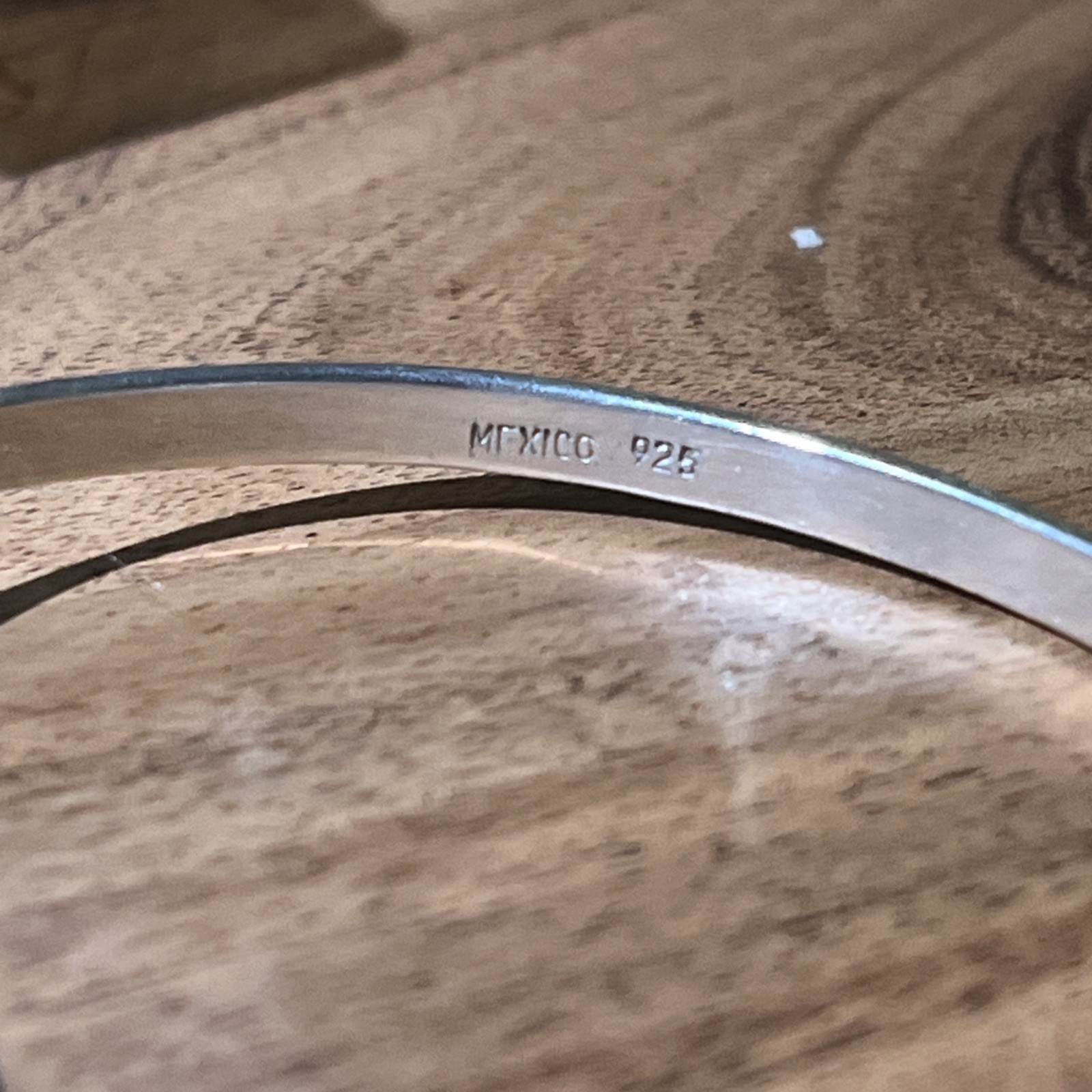 Silver Oval Bangle Bracelet with Hook Closure - image 2