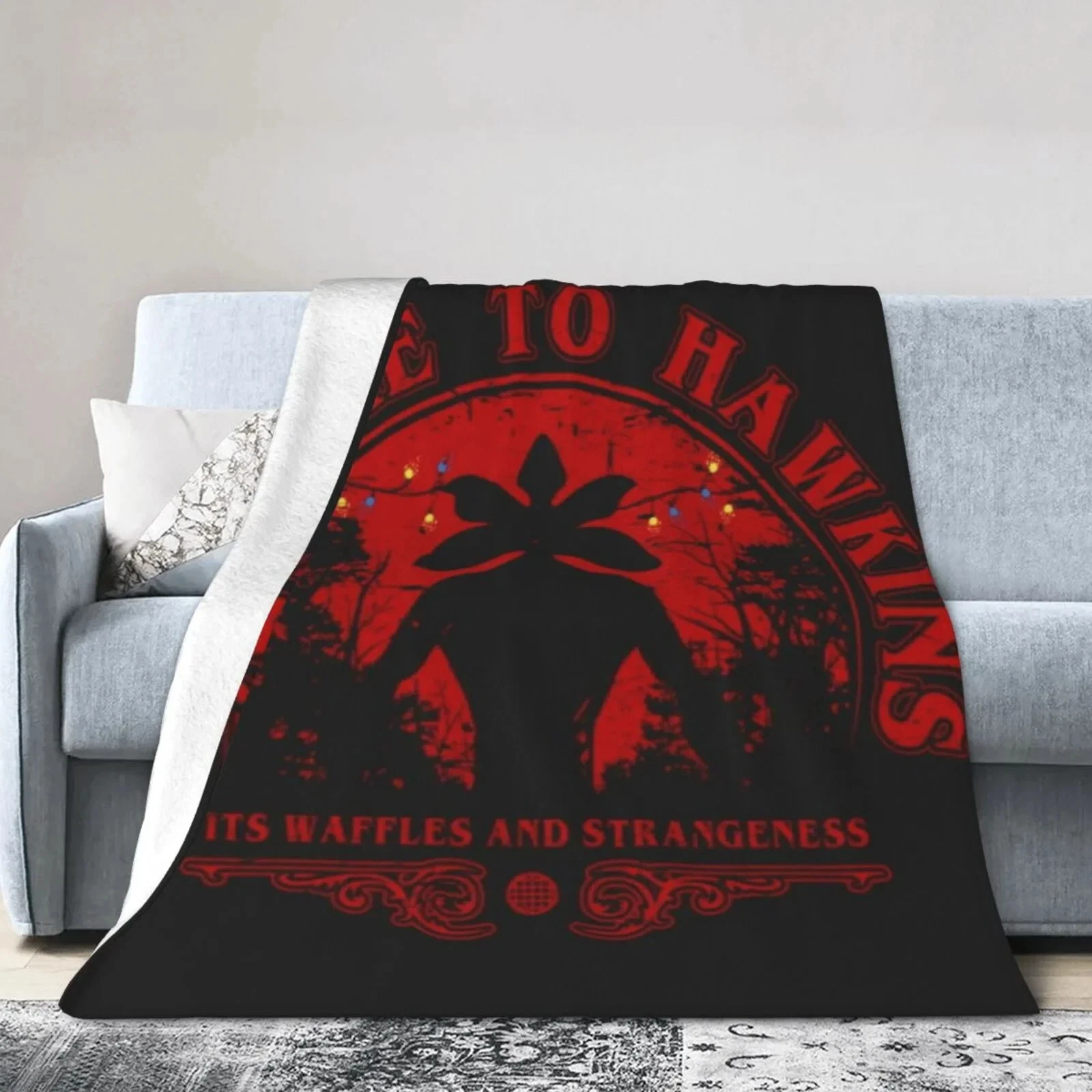 Stranger Things Throw Blanket - Cozy Throw, Retro Hawskin