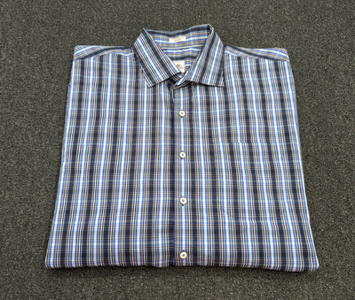 Peter Millar Seaside Finish Long Sleeve Button Down Blue Striped Shirt Size 2XL