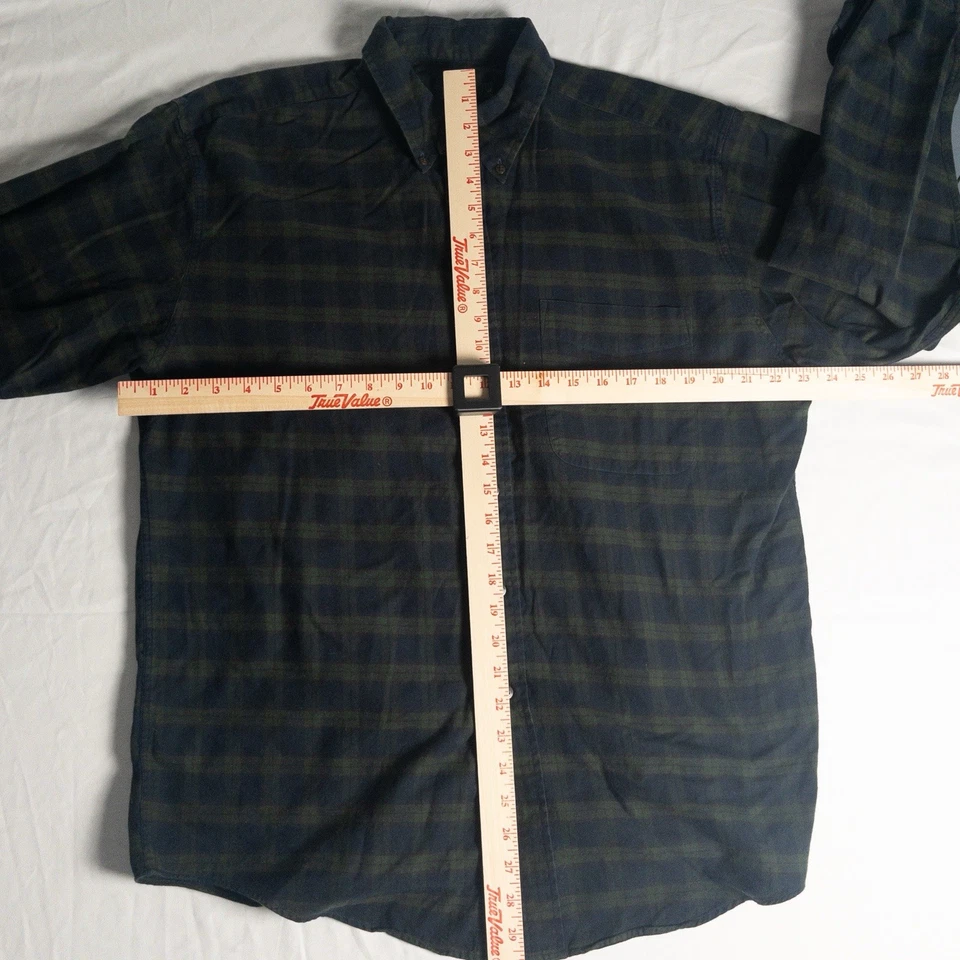 Vtg J Crew Shirt Mens L Green Blue Tartan Plaid Oarsman Button Down Flannel 90s - Image 2 of 4