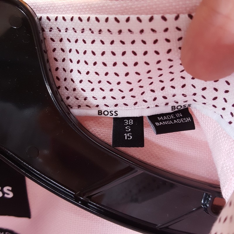 HUGO BOSS Shirt Mens Size 15 38 Pink Button Up Slim Fit HANK KENT $168