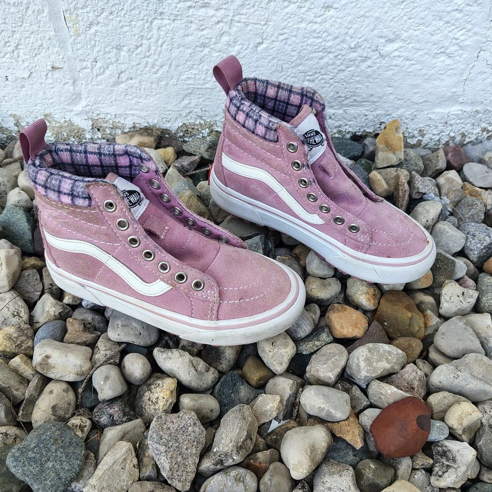Vans Sk8-Hi MTE-1 Pink Plaid Suede Sneaker Boots Water Resistant Kids Sz 13 - Image 3 of 4