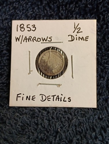 Nice 1853 Seated Liberty Silver Half Dime W / Arrows FREE US SHIPPING NR AUCTION