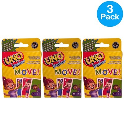 UNO Junior Move Card Game Kids 3 Pack Mattel New
