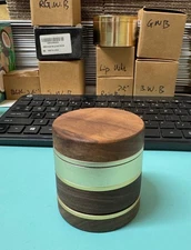 2.5inch Walnut Solid Wood Metal Herbal Herb Spice Grinder Crusher in Gold