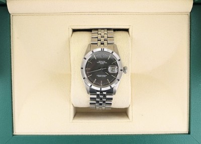 1975 Rolex Date 1501 Grey Slate Dial Engine Turn Bezel SS Jubilee No Papers 34mm