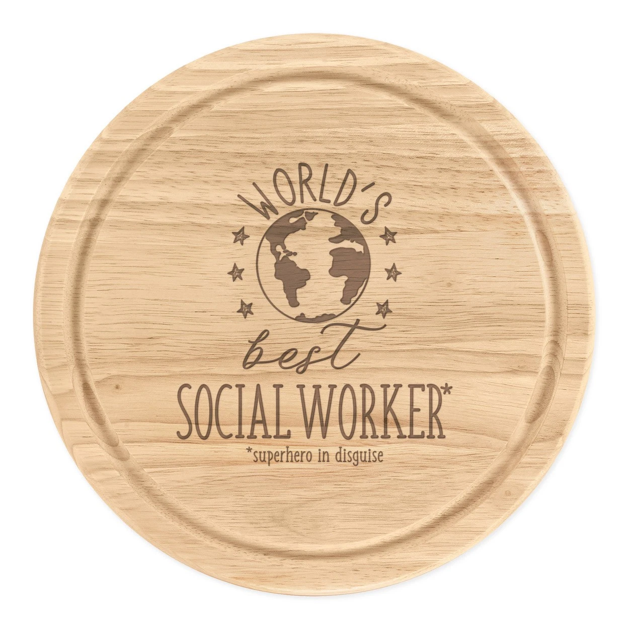 World's Best Social Worker Round Cut Cheese Board Fun Favorite