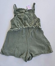 Cupcakes  Cashmere Girls Sz. 4 Green Design Eyelet Summer Romper Exc. Quality
