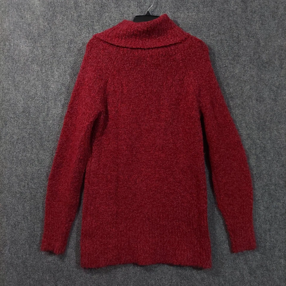 White House Black Market Sweater Womens Medium Boucle Cowl Neck Zip Wool Blend - Image 2 of 4