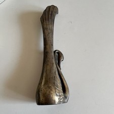 Vintage Ornate Art Deco Nouveau Metal Swan Shape Decorative Vase 7”