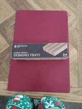 YELLOW MOUNTAIN  "4 Solid Wood Domino Trays"  2-4 Players NEW!