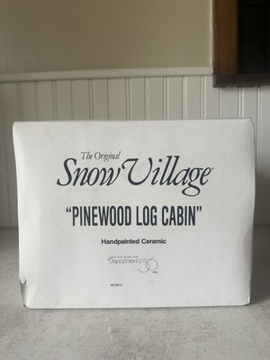 Department 56 Pinewood Log Cabin 5150-0 Snow Village 1989 w Light And Box