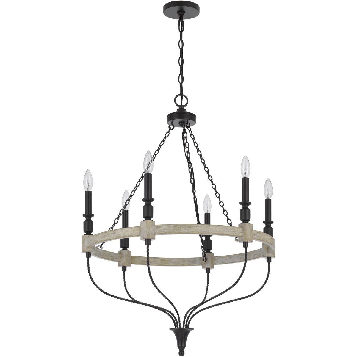 CAL Lighting & Accessories FX-3793-6 Grove Chandelier Drifted Wood and Black