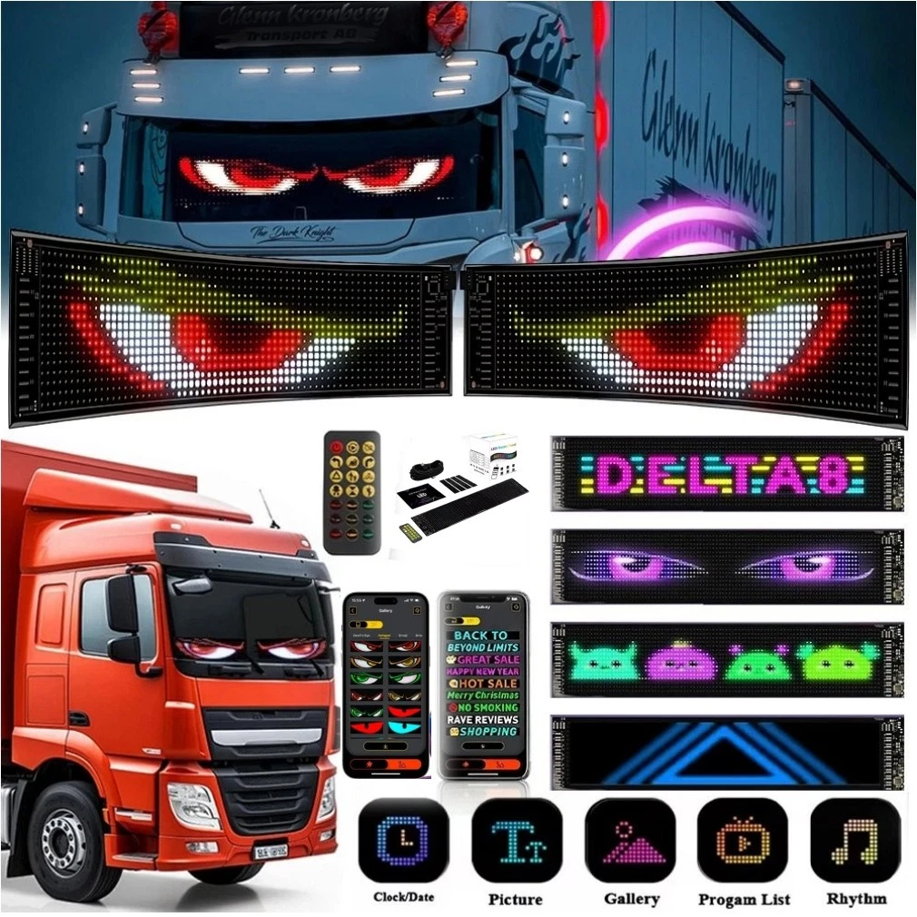 1/2X Devil Eyes Light Car LED Display Screen DIY Truck Windshield Eyes Lights