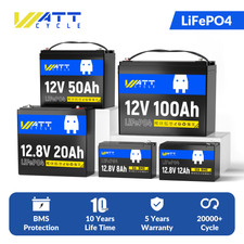 12V 20Ah 50Ah 100Ah LiFePO4 Lithium Battery Smart BMS 15000 Cycle Camping Solar