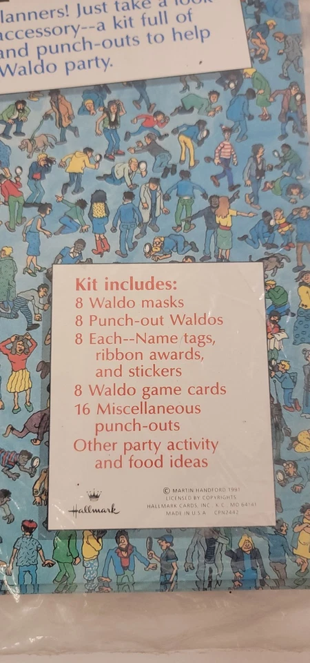 2 Where's Waldo Party Pack Sello Vintage 1991 Máscara de Cumpleaños, Juego, Premios Etc Foto 2 de 4