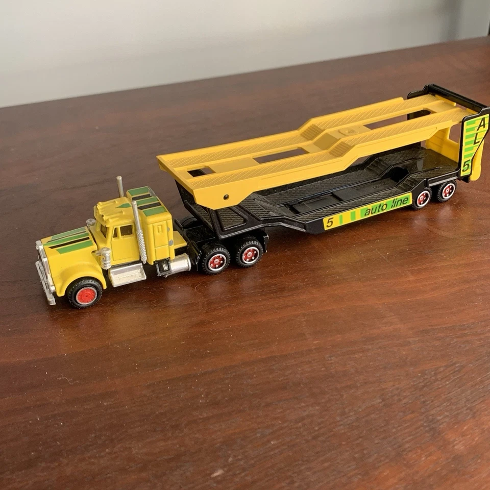 Semirremolque Kenworth Majorette Auto Line 5 Francia 1/87 amarillo fundido suelto Foto 4 de 4
