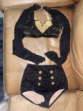 A Wish Come True MA Cabaret Dance Costume Black Gold Sequin Jazz Tap Musical