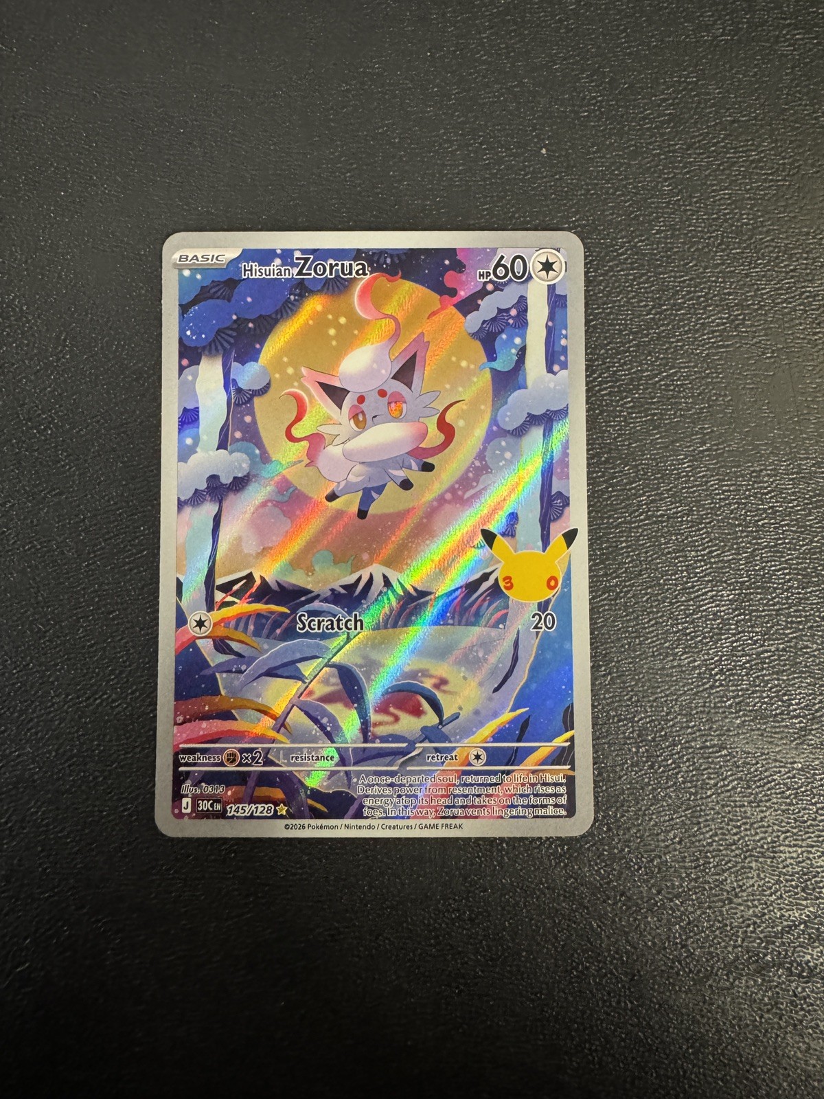 Pokemon Card 30th Anniversary Celebration - HISUIAN ZORUA FULL ART 145/128