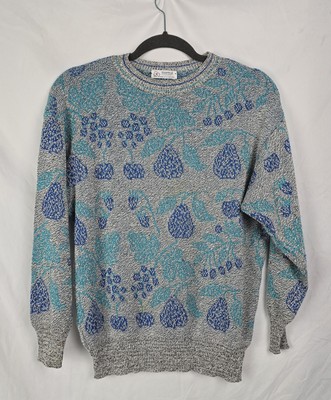 Mamut Moden Germany Artsy Fruits Contemporary Crew Neck Knit Sweater sz L