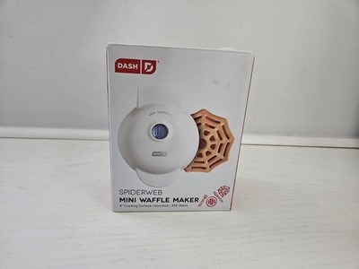 DASH Electric Spider Web White 4  Mini Waffle Maker Non Stick NEW Halloween